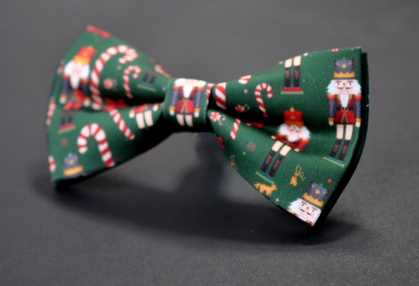 Christmas Bow Tie – Green Red Nutcracker & Candy Cane Pattern, Festive Xmas for Men Adult / Youth / Boy Kids / Baby Infant Toddler