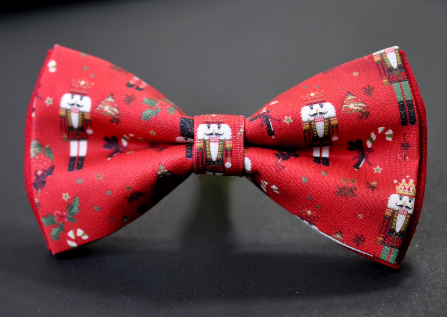 Christmas Bow Tie – Green Red Nutcracker & Candy Cane Pattern, Festive Xmas for Men Adult / Youth / Boy Kids / Baby Infant Toddler