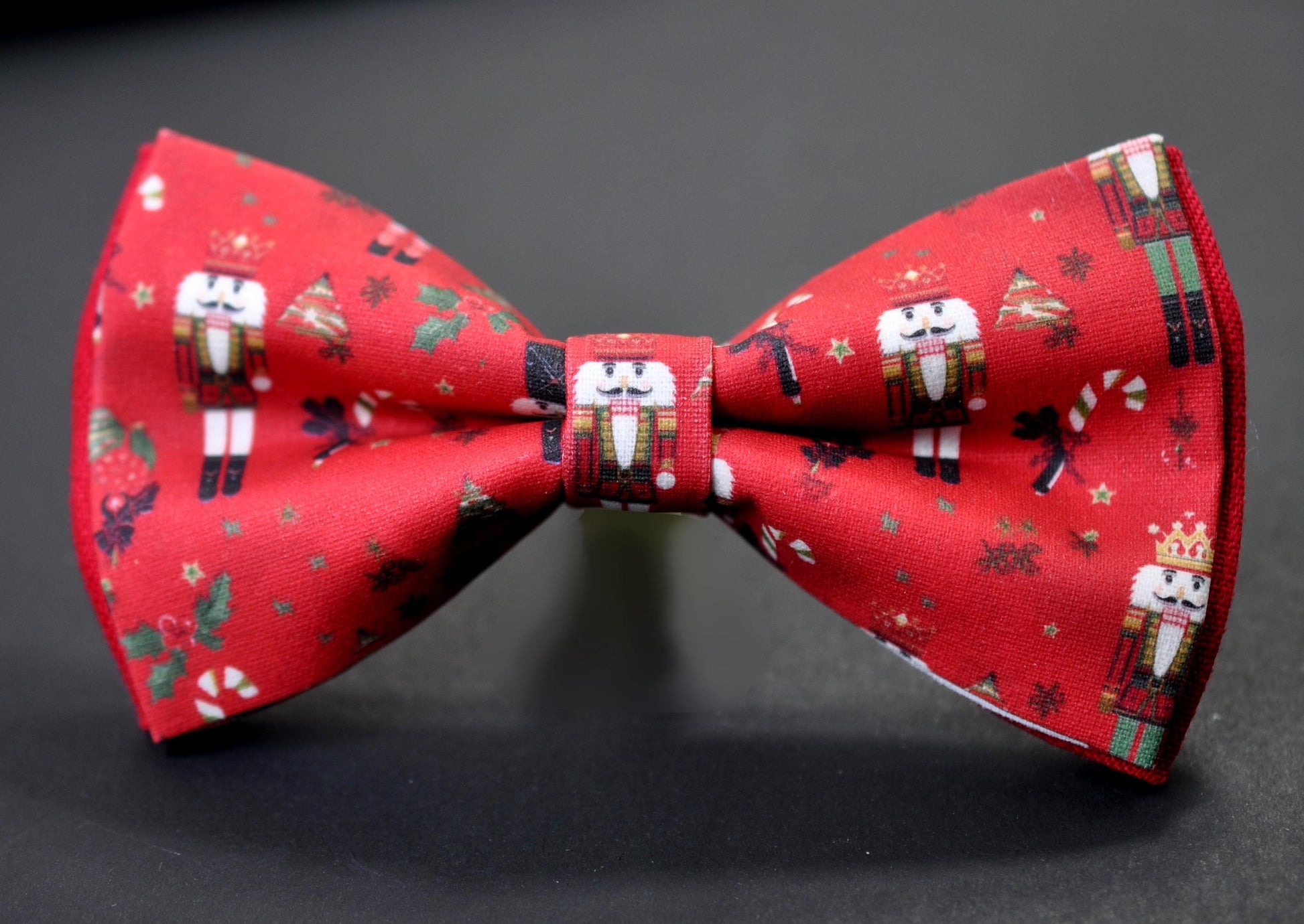 Christmas Bow Tie – Green Red Nutcracker & Candy Cane Pattern, Festive Xmas for Men Adult / Youth / Boy Kids / Baby Infant Toddler