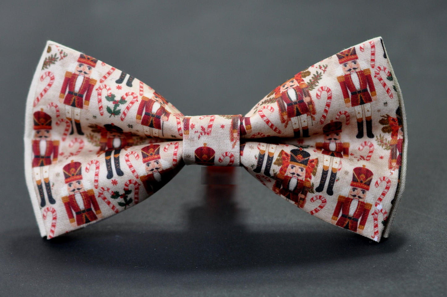 Christmas Bow Tie – Green Red Nutcracker & Candy Cane Pattern, Festive Xmas for Men Adult / Youth / Boy Kids / Baby Infant Toddler