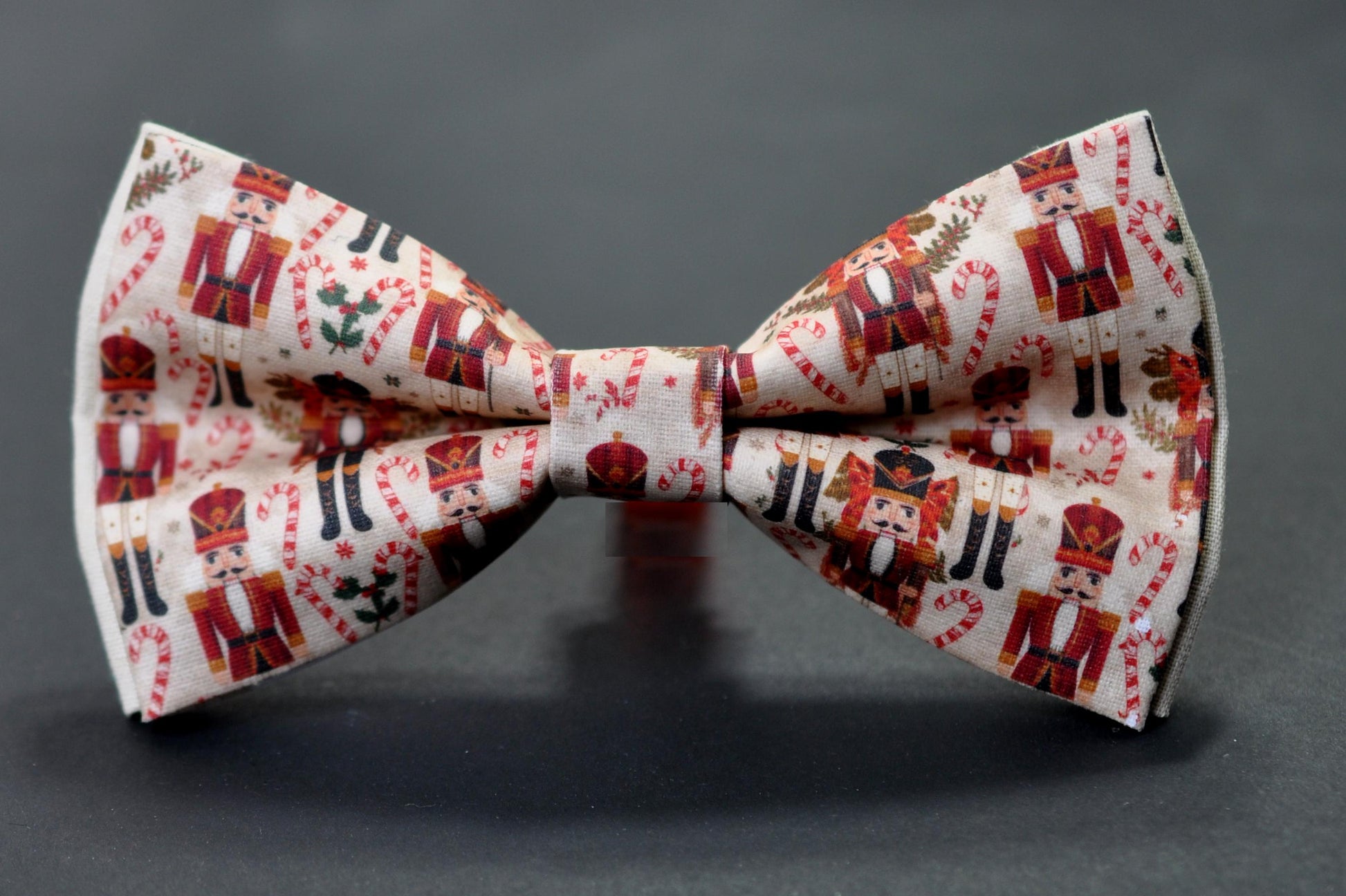 Christmas Bow Tie – Green Red Nutcracker & Candy Cane Pattern, Festive Xmas for Men Adult / Youth / Boy Kids / Baby Infant Toddler