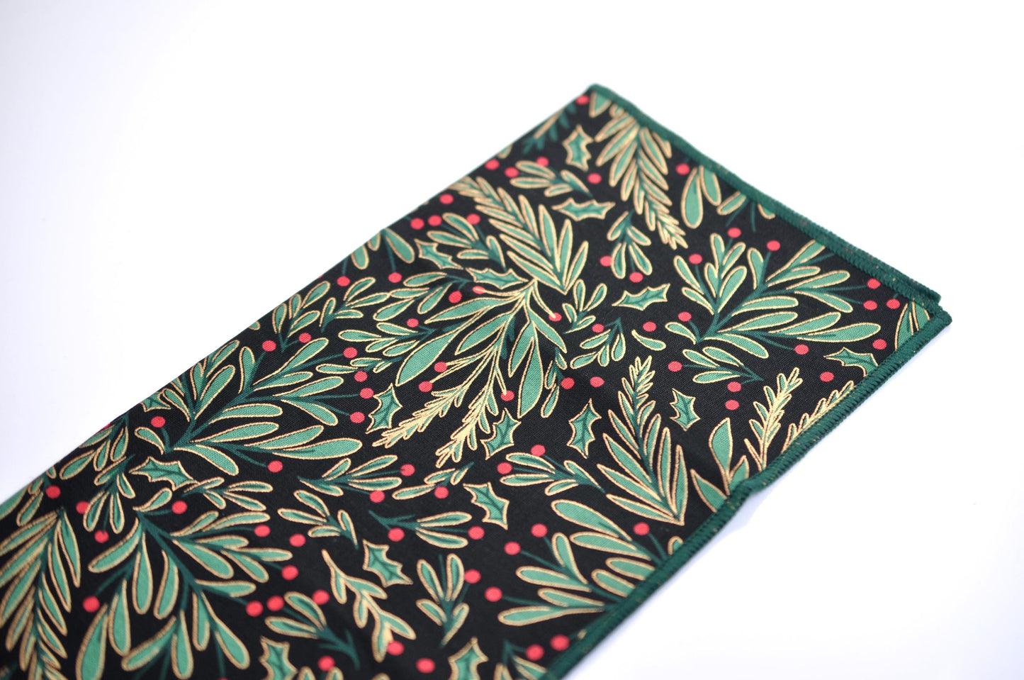Green Holly Leaf Berry Xmas Christmas Cotton Pocket Square Wedding Formal Hanky Handkerchief for Men / Youth/ Boy Kids / Baby Infant Toddler