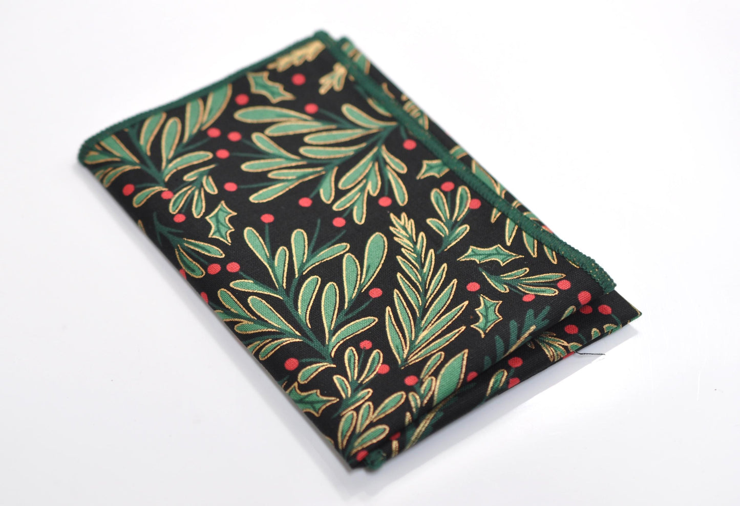 Green Holly Leaf Berry Xmas Christmas Cotton Pocket Square Wedding Formal Hanky Handkerchief for Men / Youth/ Boy Kids / Baby Infant Toddler