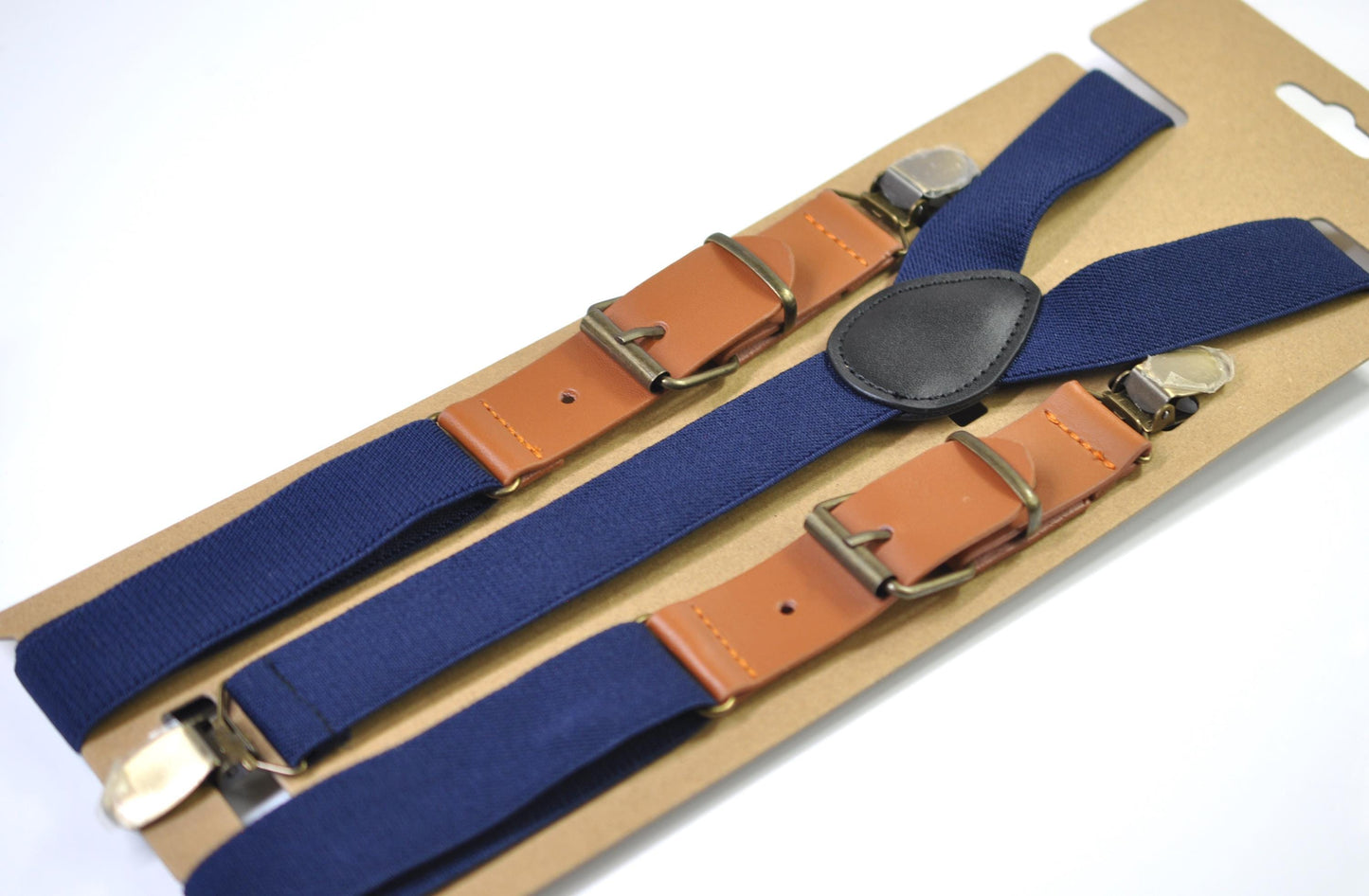 Gold Stars Navy Blue Christmas Xmas Bow tie Bowtie + Blue Elastic Suspenders Braces Men /Youth/ Boys Kids / Baby Infant Toddler