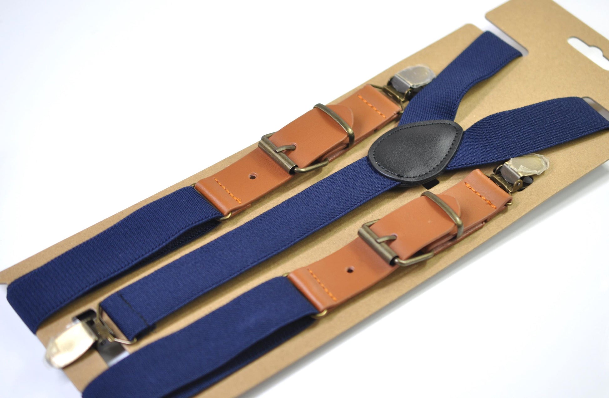 Gold Stars Navy Blue Christmas Xmas Bow tie Bowtie + Blue Elastic Suspenders Braces Men /Youth/ Boys Kids / Baby Infant Toddler