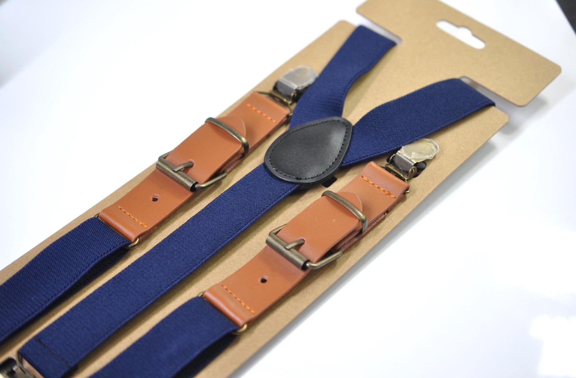 Gold Stars Navy Blue Christmas Xmas Bow tie Bowtie + Blue Elastic Suspenders Braces Men /Youth/ Boys Kids / Baby Infant Toddler