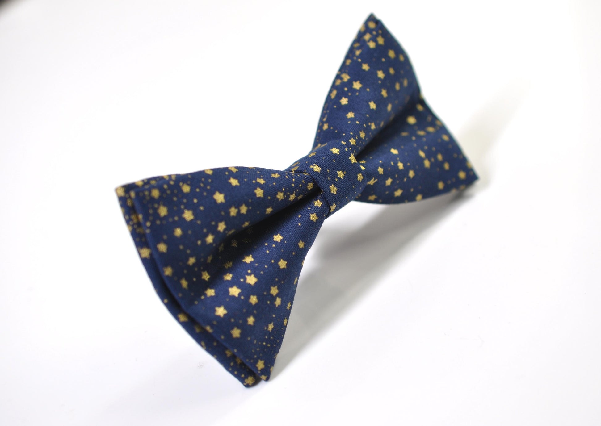 Gold Stars Navy Blue Christmas Xmas Bow tie Bowtie + Blue Elastic Suspenders Braces Men /Youth/ Boys Kids / Baby Infant Toddler