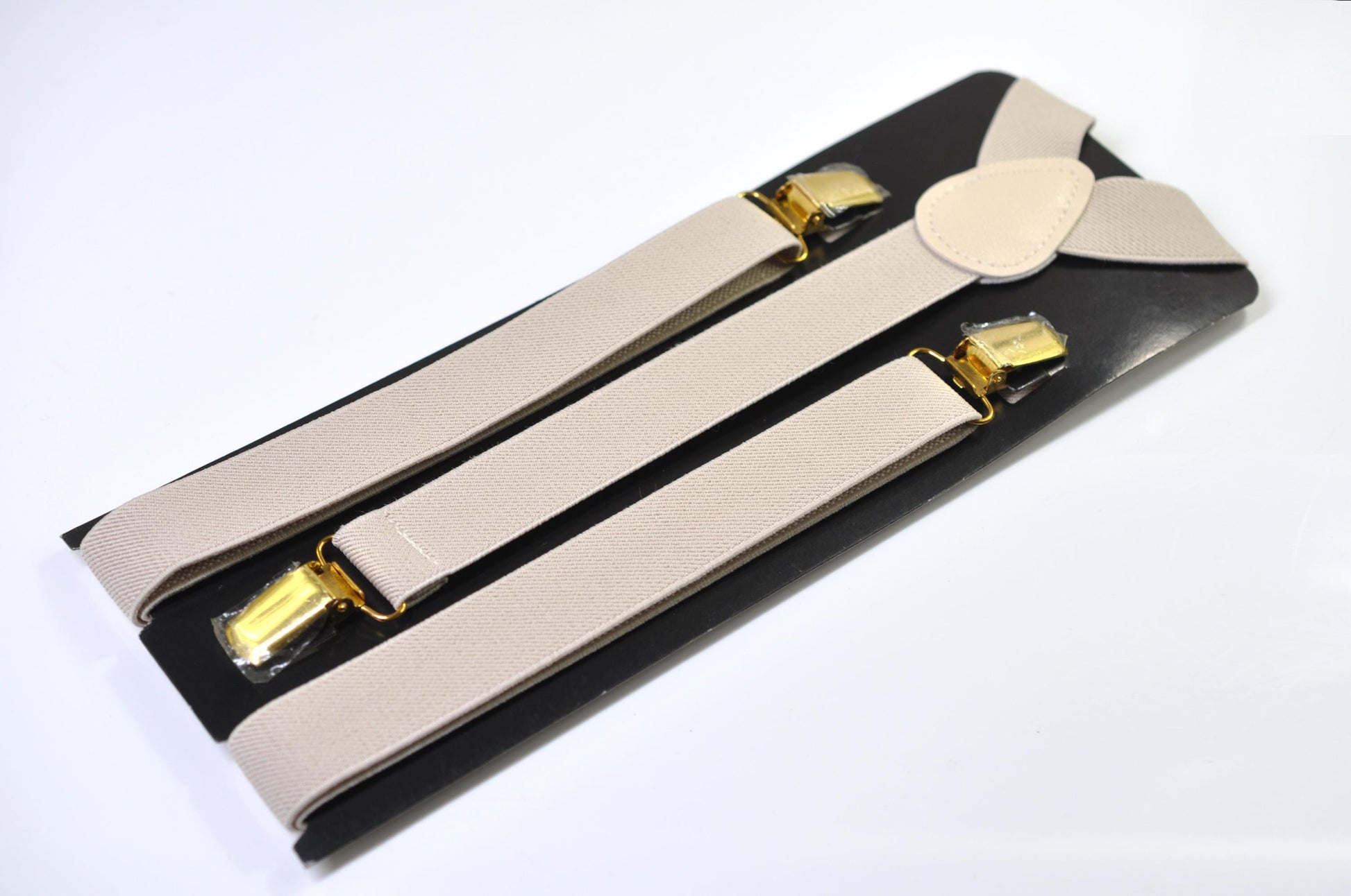 Light Beige Sand Pale Brown 25MM Elastic Y-Back Suspenders Braces Quality Silver Clips Men Adult / Youth / Kids Boy /Toddler Baby Infant