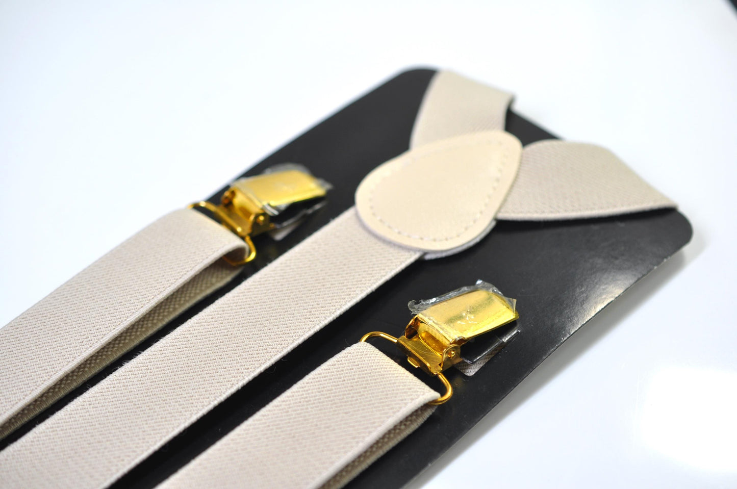 Light Beige Sand Pale Brown 25MM Elastic Y-Back Suspenders Braces Quality Silver Clips Men Adult / Youth / Kids Boy /Toddler Baby Infant