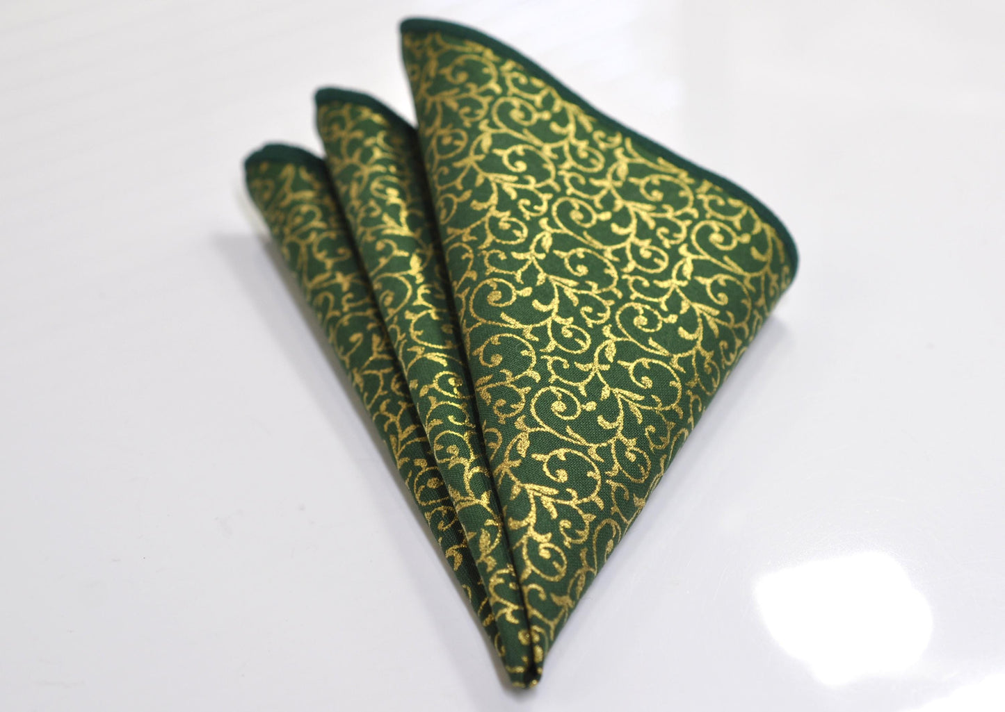 Gold Floral Pattern Christmas Xmas Cotton Green Bow tie Bowtie Pocket Square for Baby Infant Toddler / Boy Kids / Youth / Men Adult