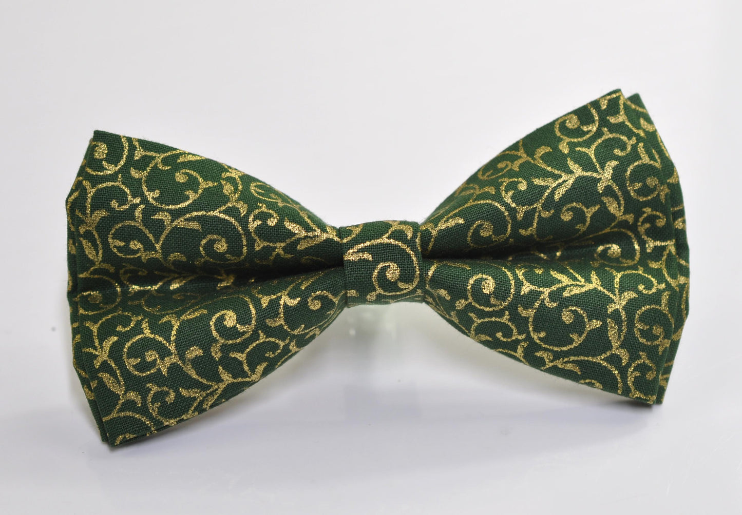 Christmas Xmas Cotton GREEN Floral Pattern Bow tie + Green Suspenders Braces for Men / Youth / Boys Kids / Baby Infant Toddler