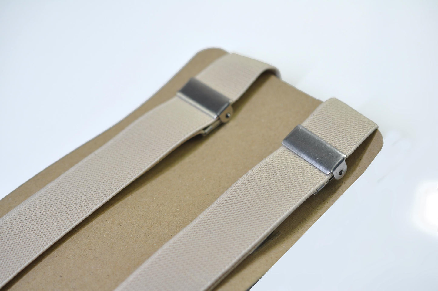 Light Beige Sand Pale Brown 25MM Elastic Y-Back Suspenders Braces Quality Silver Clips Men Adult / Youth / Kids Boy /Toddler Baby Infant