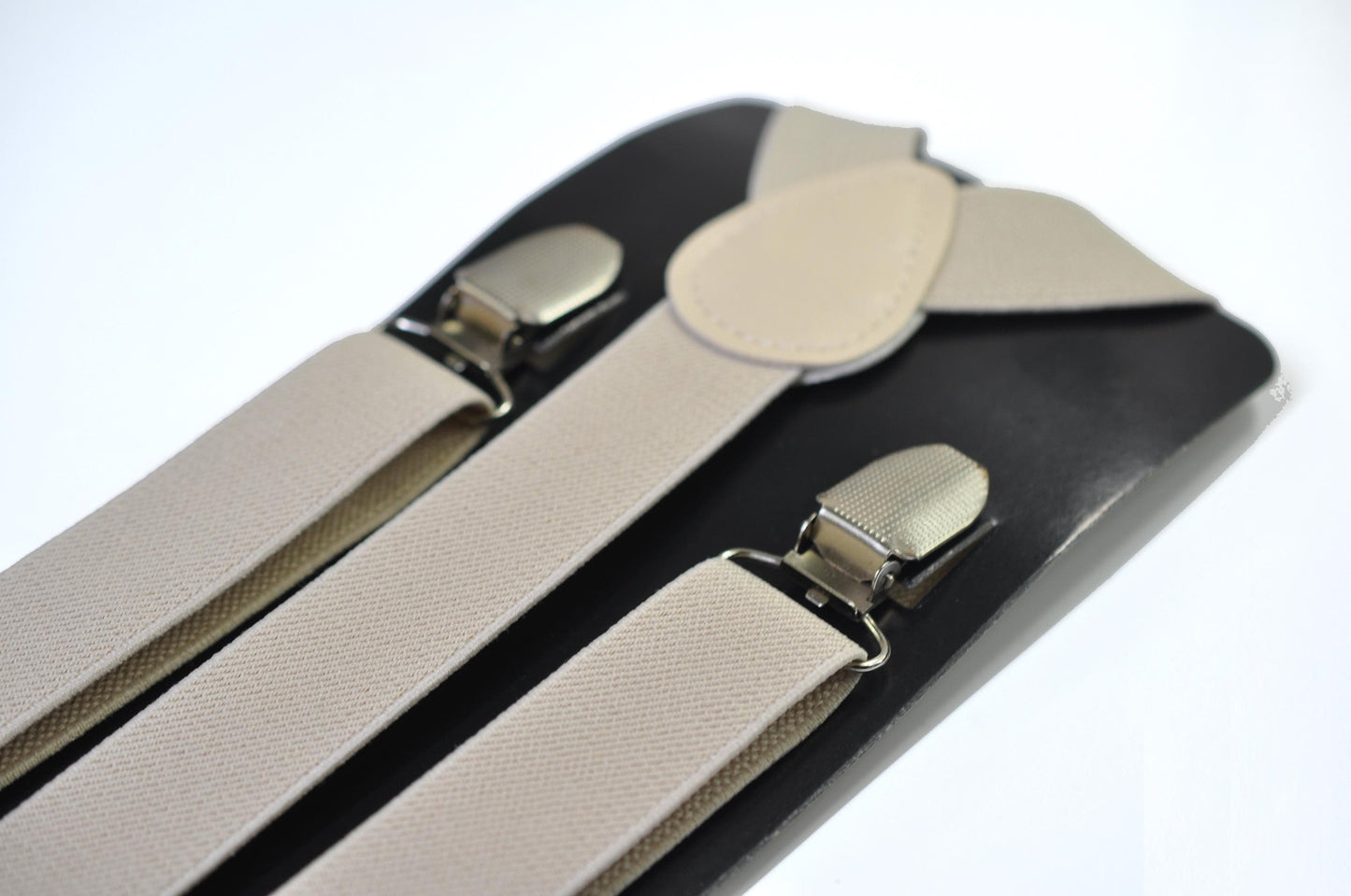 Light Beige Sand Pale Brown Cotton Bow tie + Elastic Suspenders Braces for Men / Youth Teenage / Boys Kids / Baby Infant Toddler