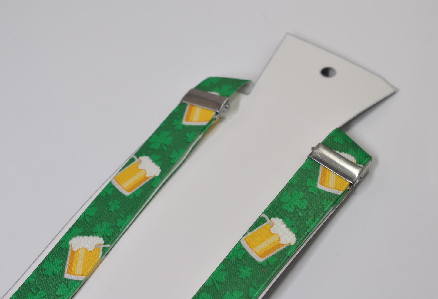 St Patrick's Day Clover St. Pats Clovers and Beer Mugs Green Multicolour, 1-Inch Wide Suspenders Elastic Y-Back Braces