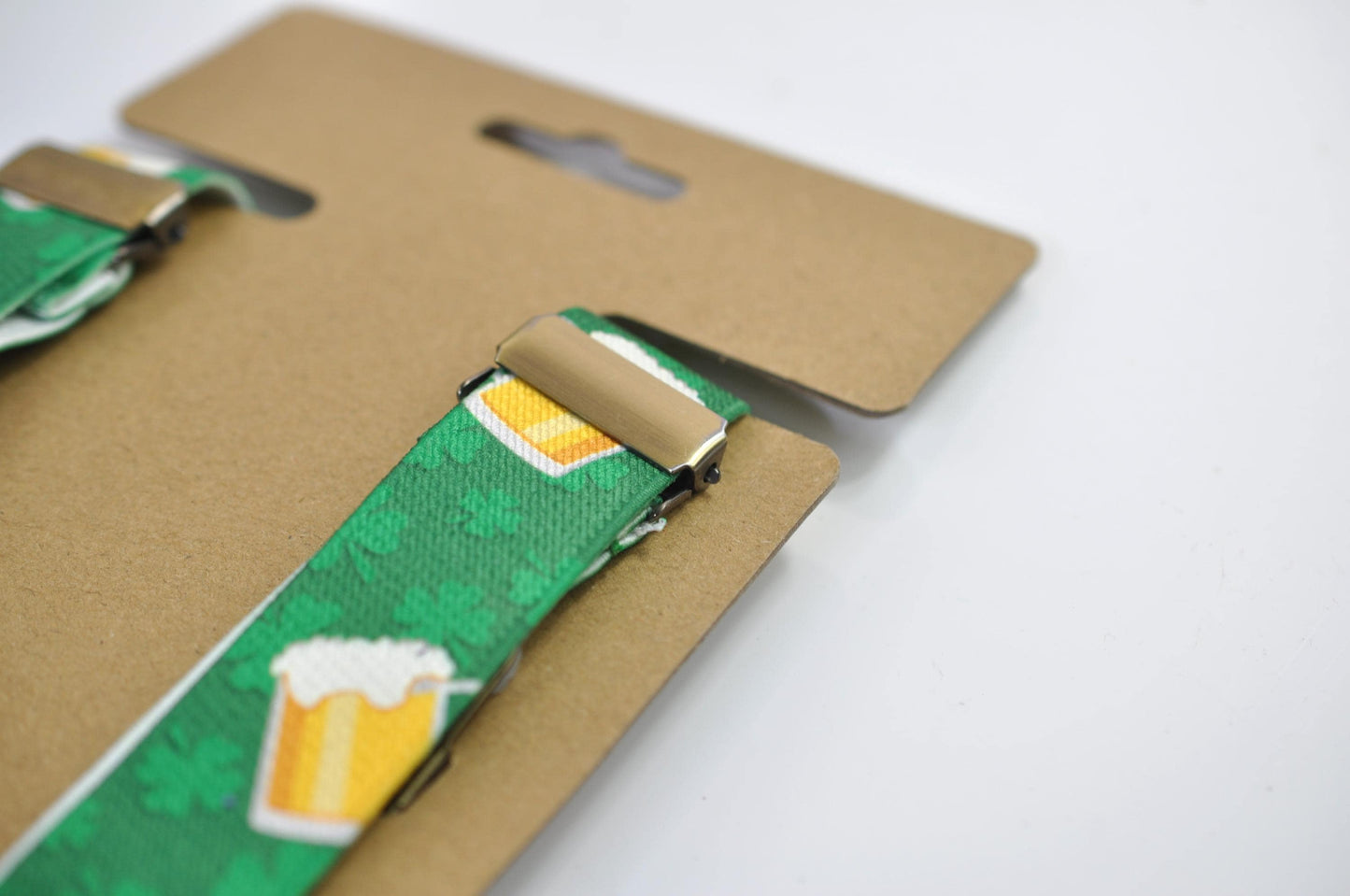 Happy St Patrick’s Day Green Rainbow Clover Green Bow tie + Green Beer Mugs Suspenders Braces for Men /Youth/ Boy Kids / Baby Infant Toddler