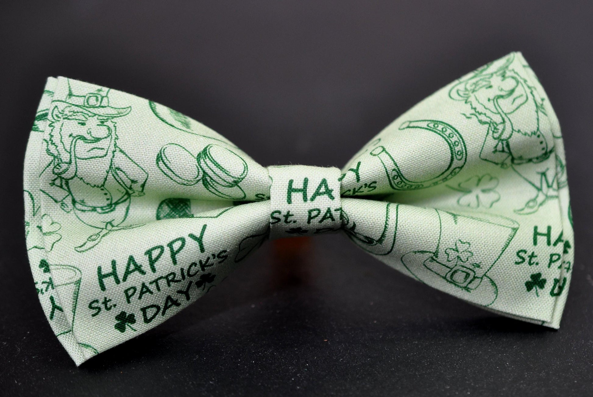 Happy St Patrick’s Day Green Clover Four-leaf Clovers Bow tie + Green White Suspenders Braces Men /Youth/ Boy Kids / Baby Infant Toddler