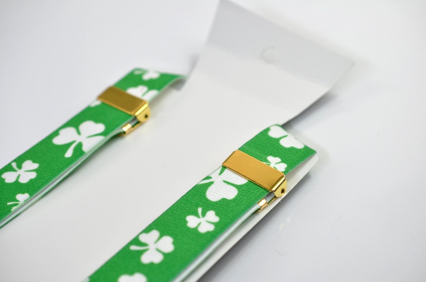 Happy St Patrick’s Day Green Clover Four-leaf Clovers Bow tie + Green White Suspenders Braces Men /Youth/ Boy Kids / Baby Infant Toddler