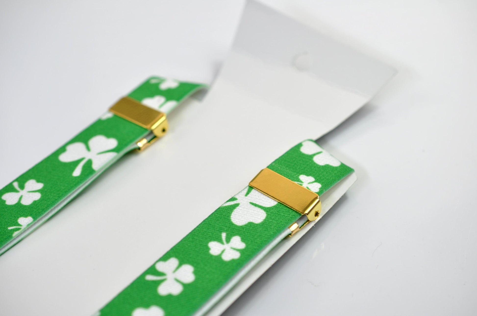 Happy St Patrick’s Day Green Clover Four-leaf Clovers Bow tie + Green White Suspenders Braces Men /Youth/ Boy Kids / Baby Infant Toddler