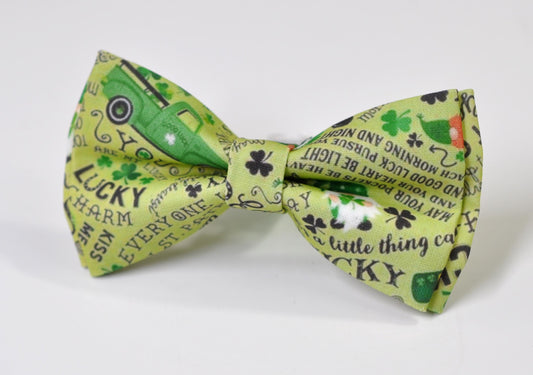 St. Patrick's Day Lucky Irish Blessings Bow tie Green Shamrock Truck Irish Novelty Bowtie for Men /Youth/ Boy Kids /Toddler Baby Infant