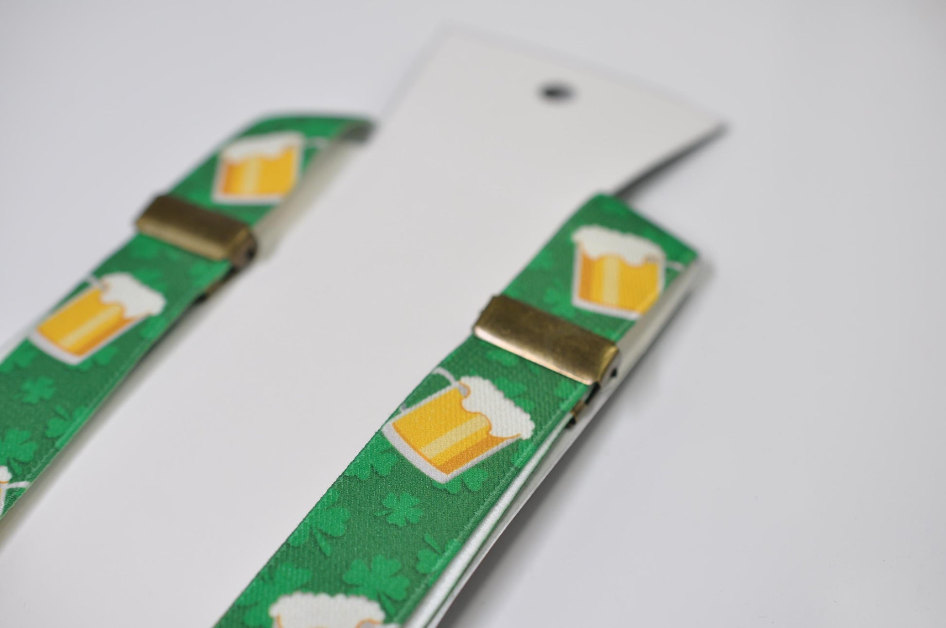 St Patrick's Day Clover St. Pats Clovers and Beer Mugs Green Multicolour, 1-Inch Wide Suspenders Elastic Y-Back Braces