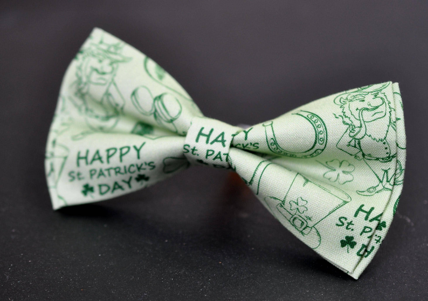 Happy St Patrick’s Day Green Clover Four-leaf Clovers Bow tie + Green White Suspenders Braces Men /Youth/ Boy Kids / Baby Infant Toddler