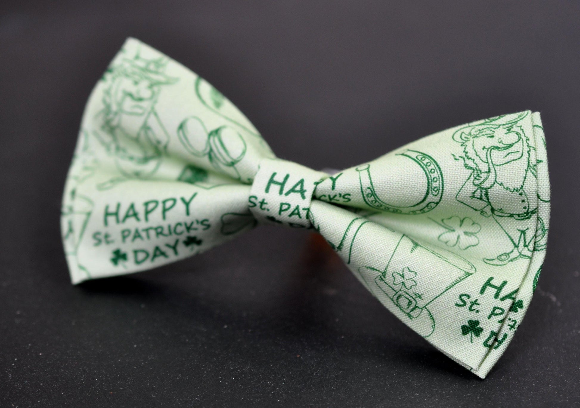 Happy St Patrick’s Day Green Clover Four-leaf Clovers Bow tie + Green White Suspenders Braces Men /Youth/ Boy Kids / Baby Infant Toddler