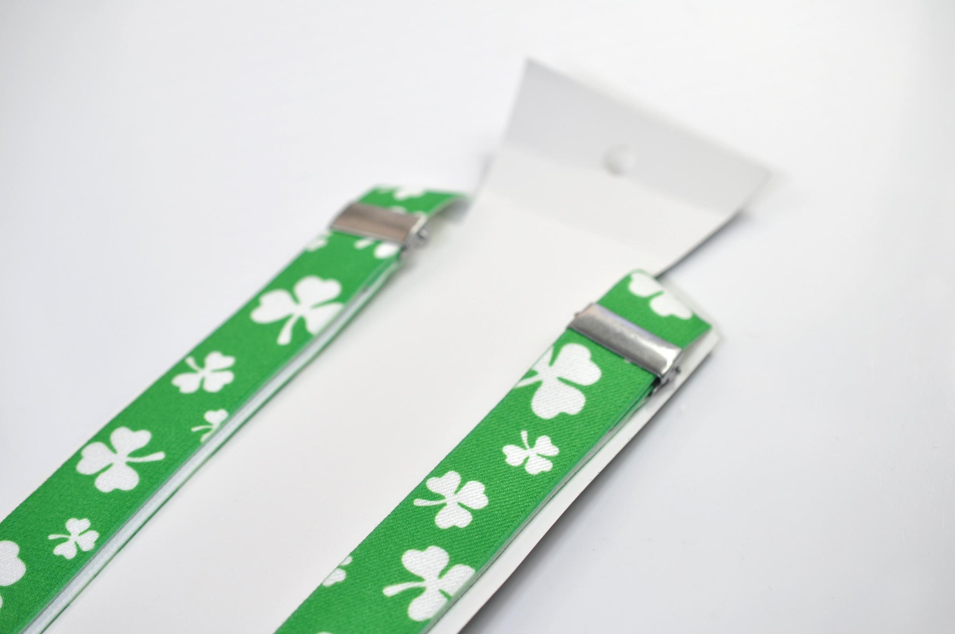 Happy St Patrick’s Day Green White Clover Four-leaf Clovers 25MM Y-Back Suspenders Braces for Men / Youth/ Kids Boy /Toddler Baby Infant