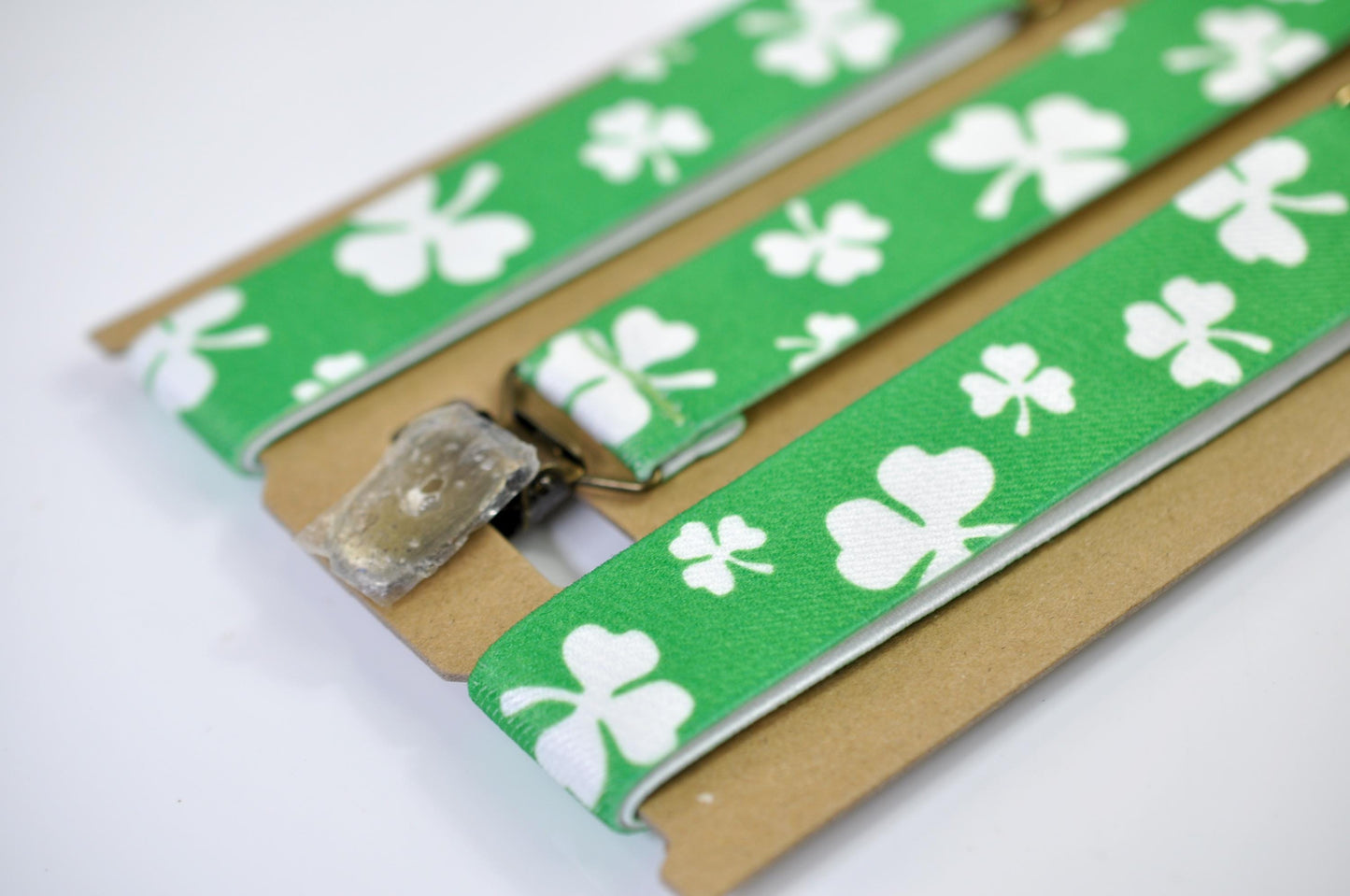 Happy St Patrick’s Day Green Clover Four-leaf Clovers Bow tie + Green White Suspenders Braces Men /Youth/ Boy Kids / Baby Infant Toddler