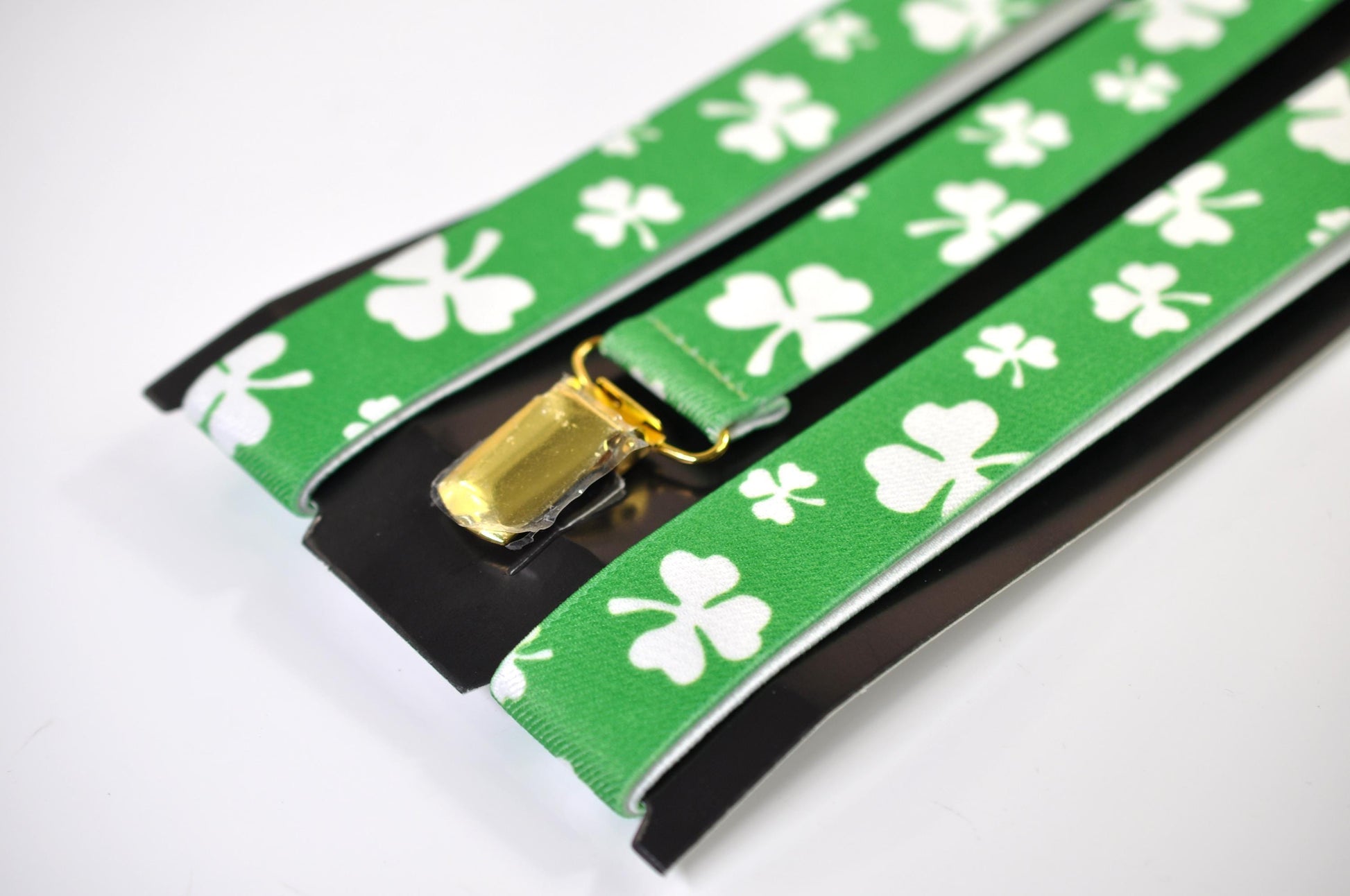 Happy St Patrick’s Day Green Clover Four-leaf Clovers Bow tie + Green White Suspenders Braces Men /Youth/ Boy Kids / Baby Infant Toddler