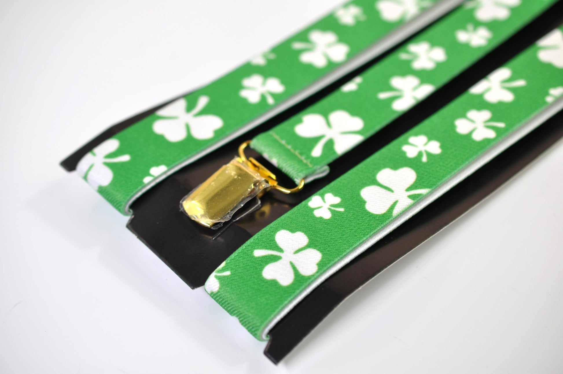 Happy St Patrick’s Day Green Clover Four-leaf Clovers Bow tie + Green White Suspenders Braces Men /Youth/ Boy Kids / Baby Infant Toddler