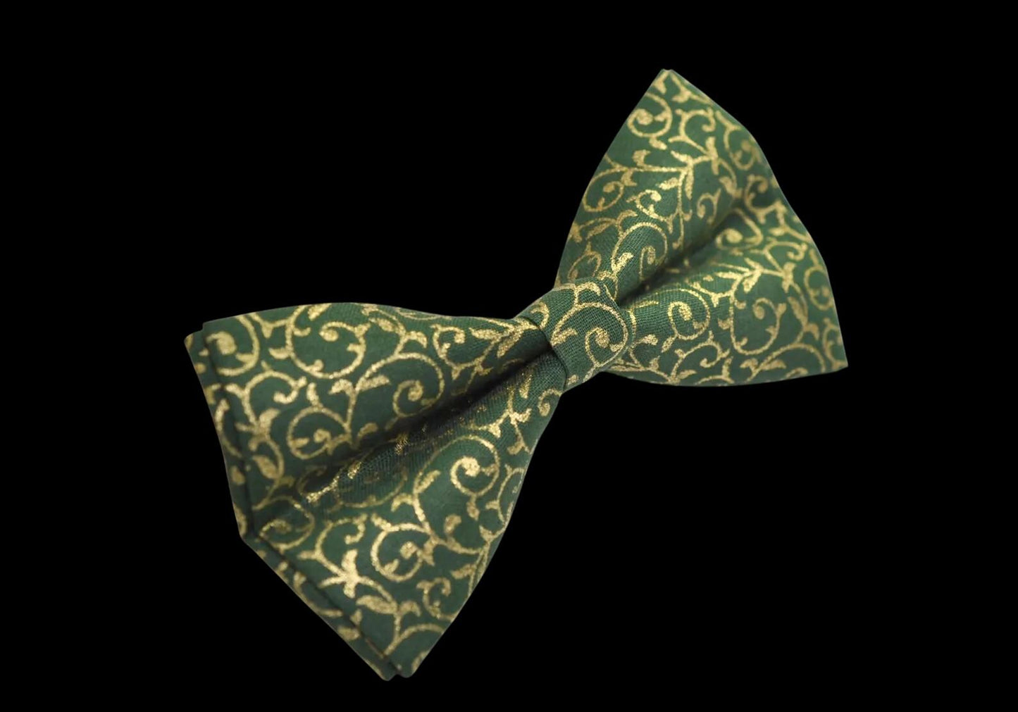 Green Gold Bow Tie with Floral Pattern Bowtie Wedding, Christmas Formal Events Men Adult / Youth Teenage / Boy Kids / Baby Infant Toddler
