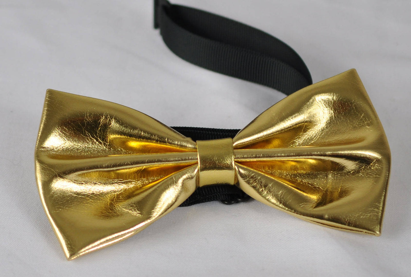 Mens PVC Faux Leather SOLID Gold Golden Shining Bow Tie Bowties Wedding Party