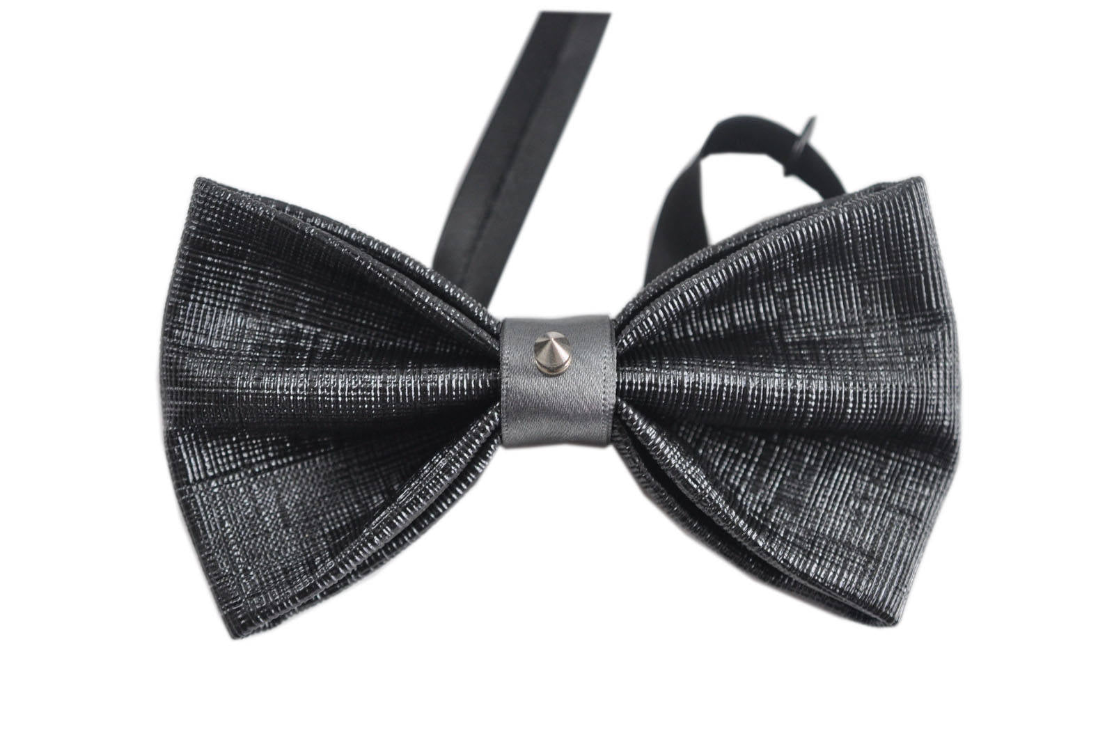 Mens PVC Faux Leather Black Fashion Rivet Shining Bow Tie Bowties Wedding Party