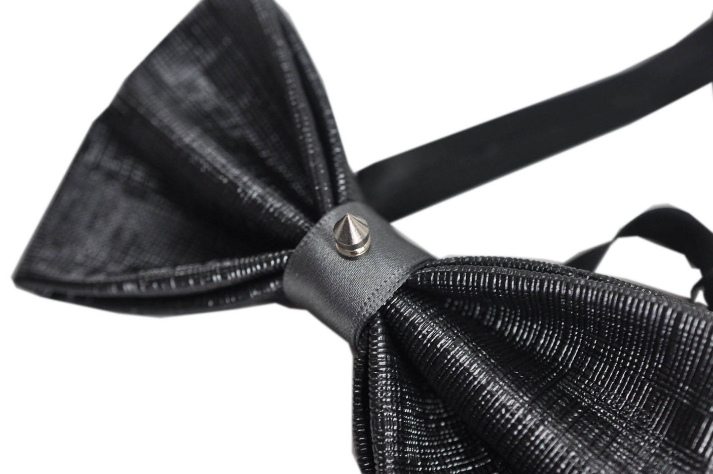 Mens PVC Faux Leather Black Fashion Rivet Shining Bow Tie Bowties Wedding Party