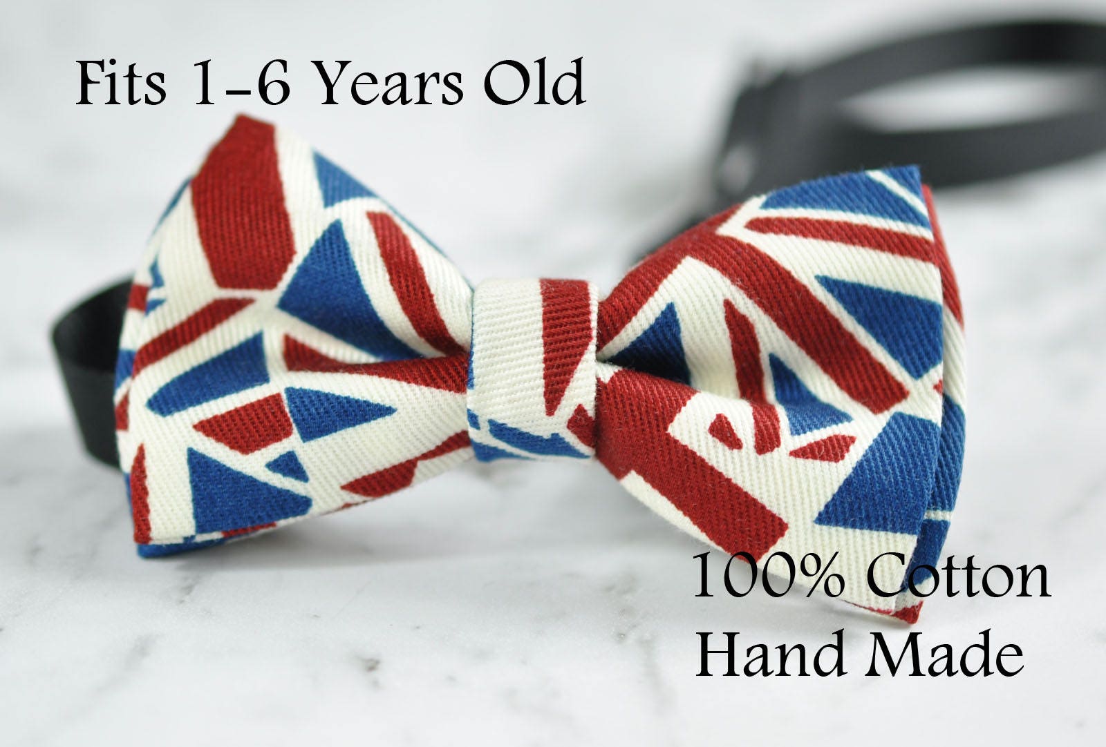 Boy Kids Baby UK United Kingdom BRITISH Flag Cotton Bow Tie Bowtie 1-6 Years Old