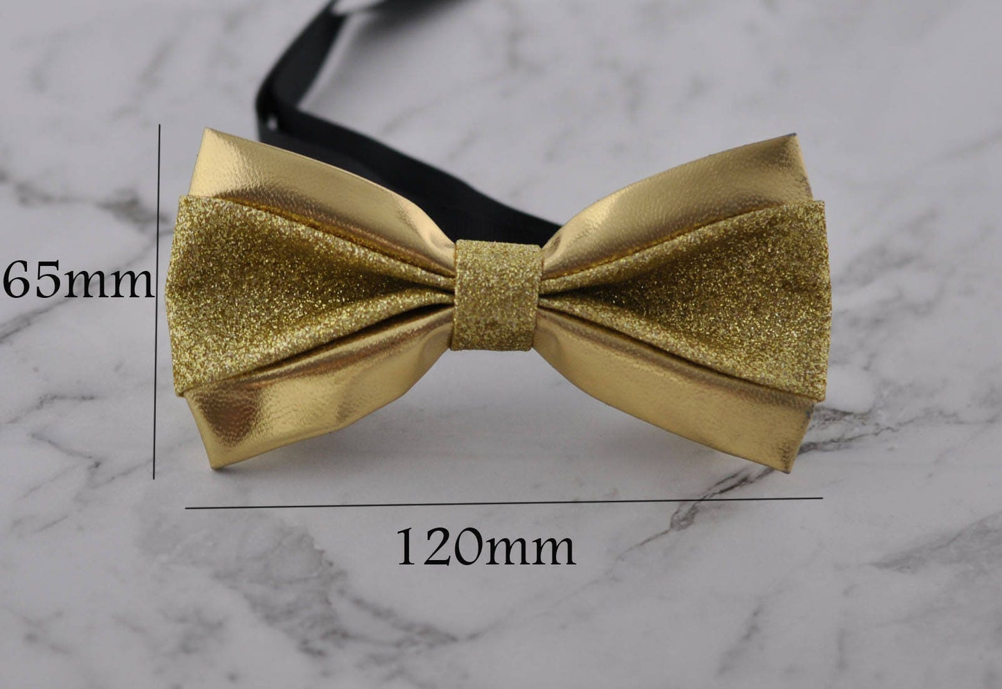 Mens PVC Faux Leather Gold Golden Shining Bow Tie Bowties Wedding Party