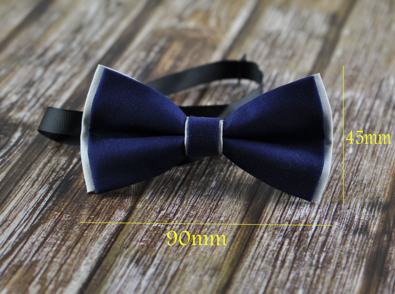 Baby Boy Kids 100% Cotton Handmade Navy Blue AND Grey 2 Layers Bow Tie Bowtie Party Wedding Fits 1-6 YEARS OLD