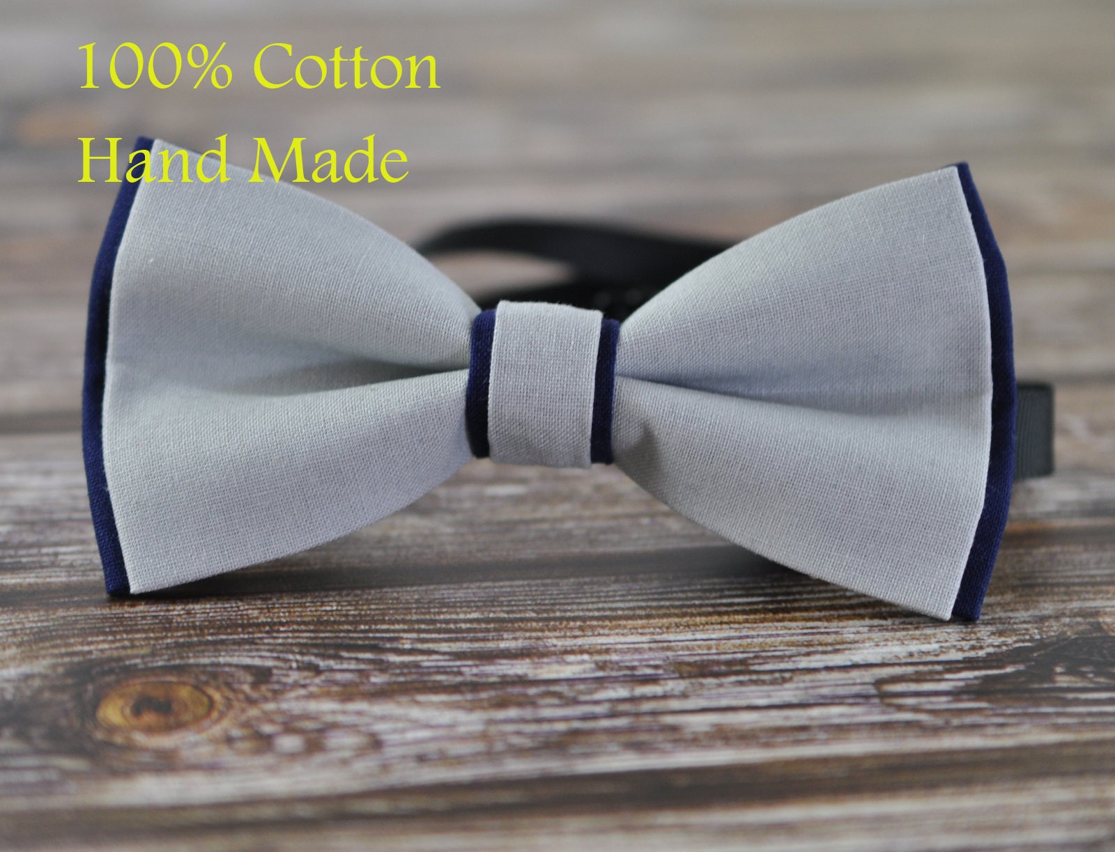 Boy Kids Baby Cotton Grey Silver Navy Blue Bow Tie Bowtie Wedding 1-6 Years Old