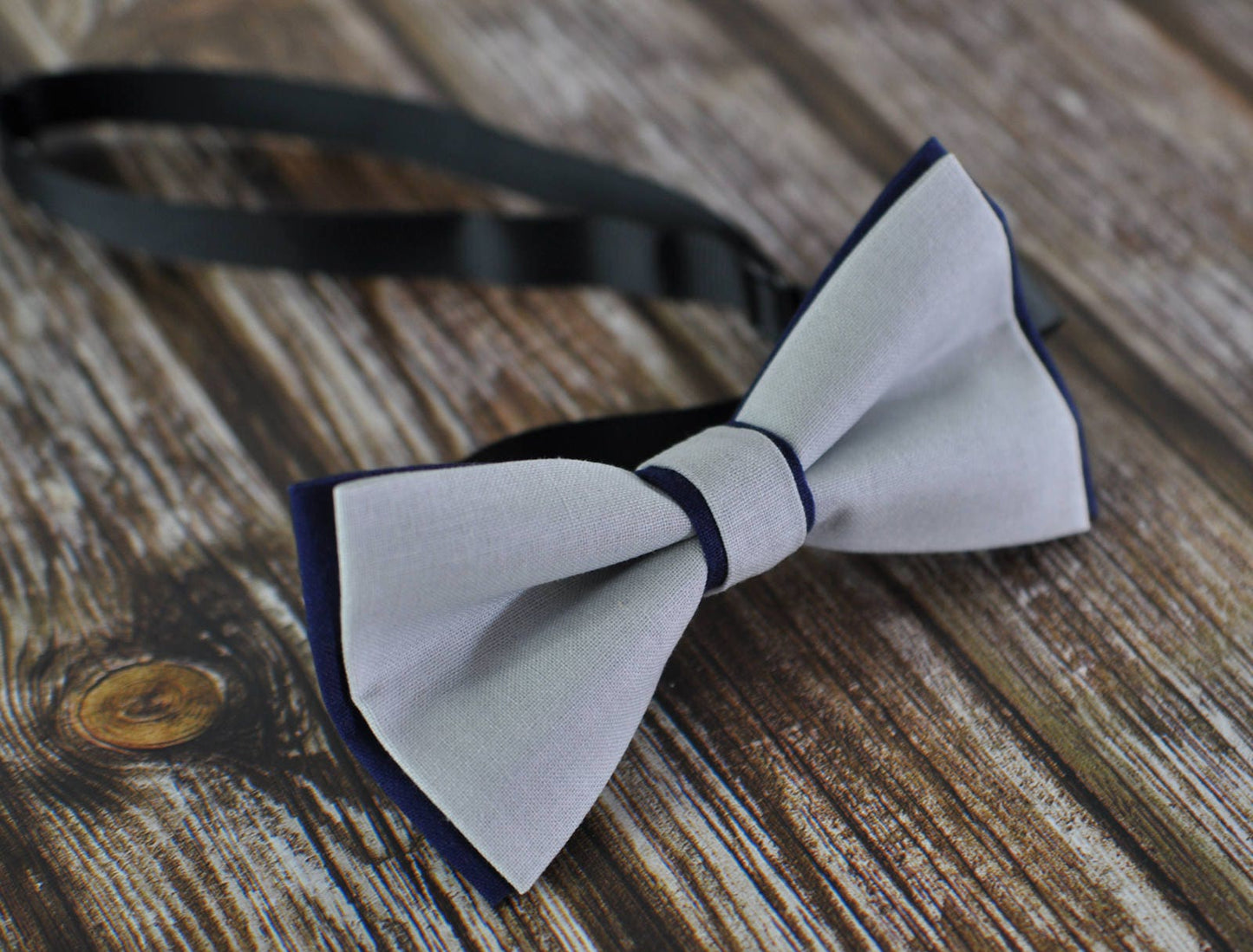 Boy Kids Baby Cotton Grey Silver Navy Blue Bow Tie Bowtie Wedding 1-6 Years Old