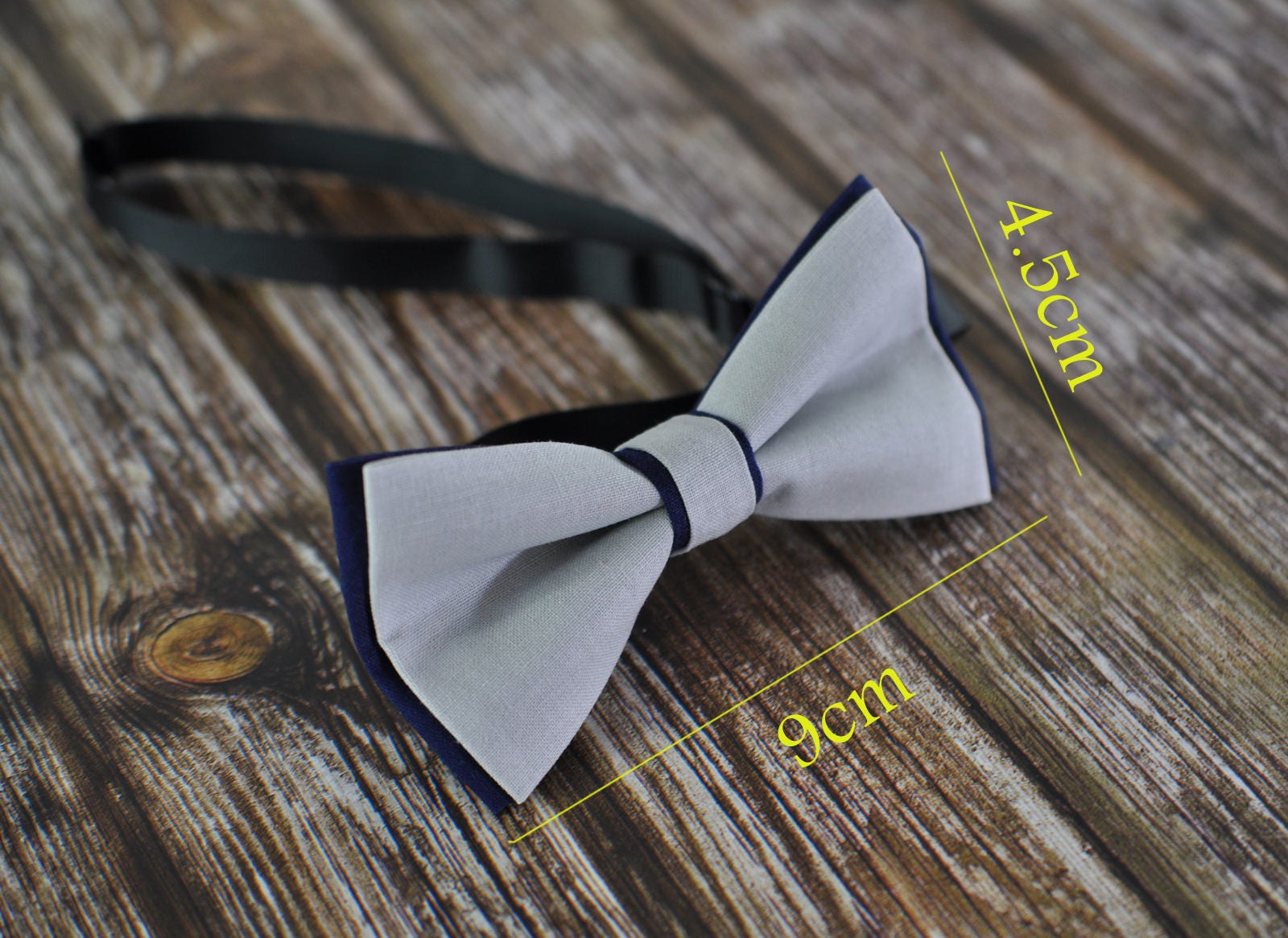 Boy Kids Baby Cotton Grey Silver Navy Blue Bow Tie Bowtie Wedding 1-6 Years Old