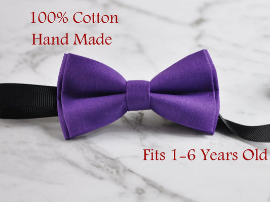 Boy Kids Baby 100% Cotton Hand Made Purple Bow Tie Bowtie Wedding 1-6 Years Old