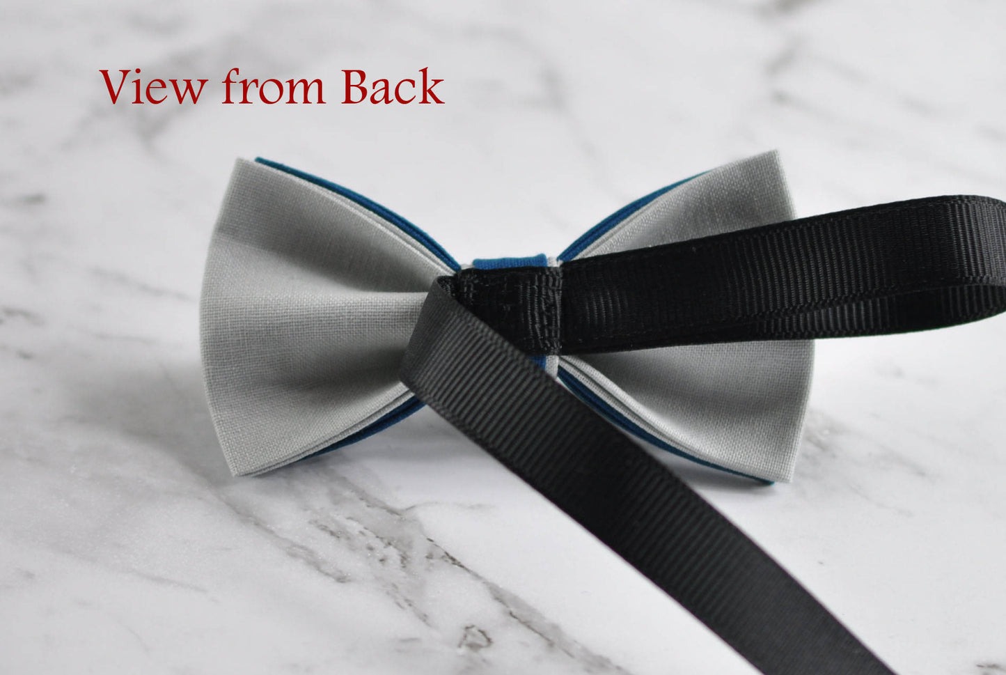 Men Women Petrol Blue Grey 2 Layers 100% Cotton Hand Made Bowtie Bow Tie Wedding Ball Party