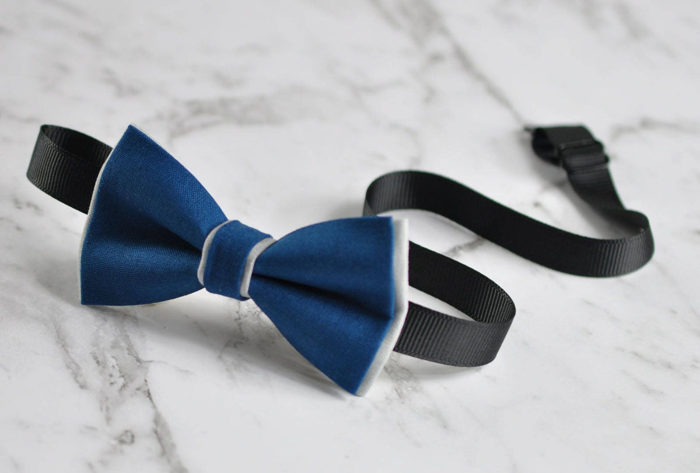 Boy Kids Baby Cotton Petrol Blue Grey Bow Tie Bowtie Party Wedding 1-6 Years Old