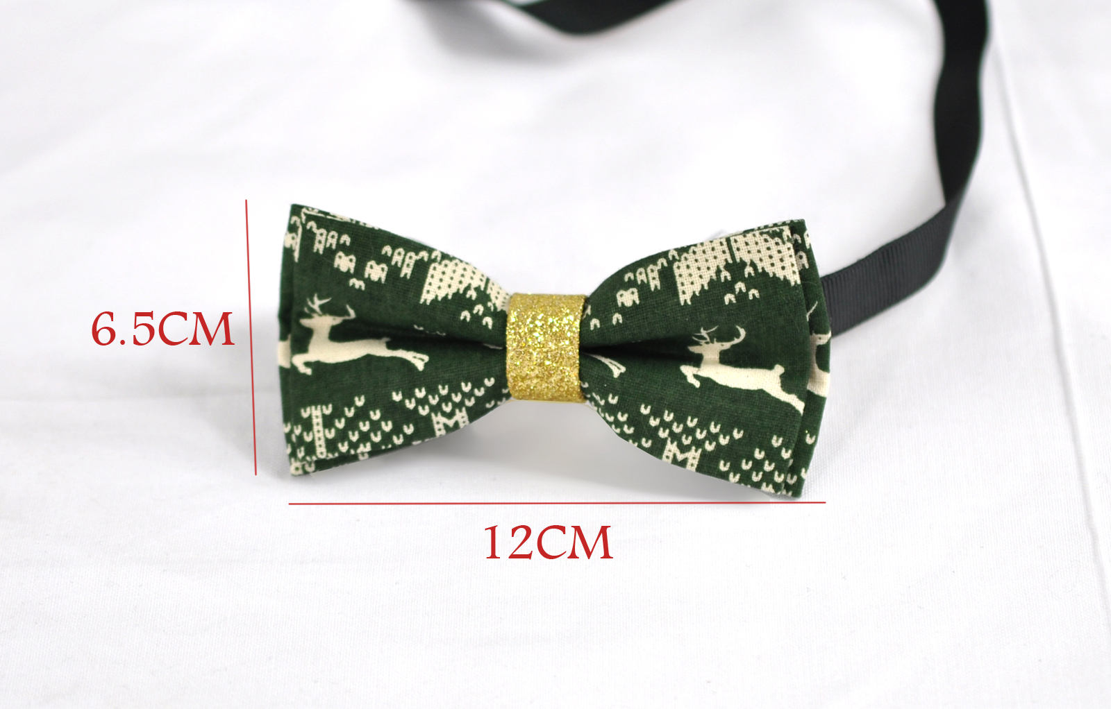 Men Women Cotton Xmas Christmas Elk Deer GREEN Bow Tie Bowtie Party Wedding