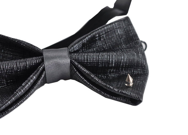 Mens PVC Faux Leather Black Fashion Rivet Shining The punk Style Bow Tie Bowties Wedding Party