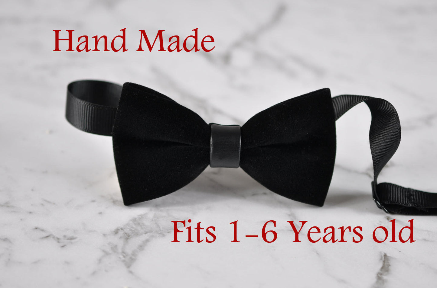 Baby Infant Kids Boy Solid Black Velvet Bowtie Bow Tie 1 to 6 Years Old Wedding Party