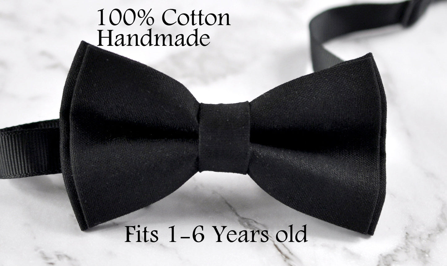 Boy Kids Baby infant 100% Cotton Black Solid Bow Tie Bowtie Party Wedding 1-6 Years Old