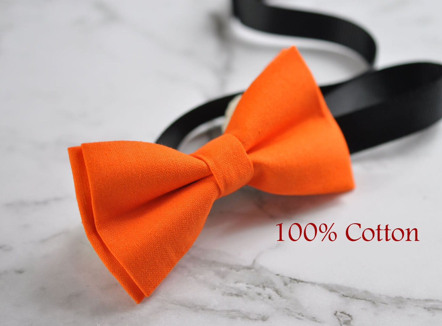 Boy Kids Baby Infant Page Boy 100% Cotton Hand Made ORANGE Solid Bow Tie Bowtie Party Wedding 1-6 Years Old