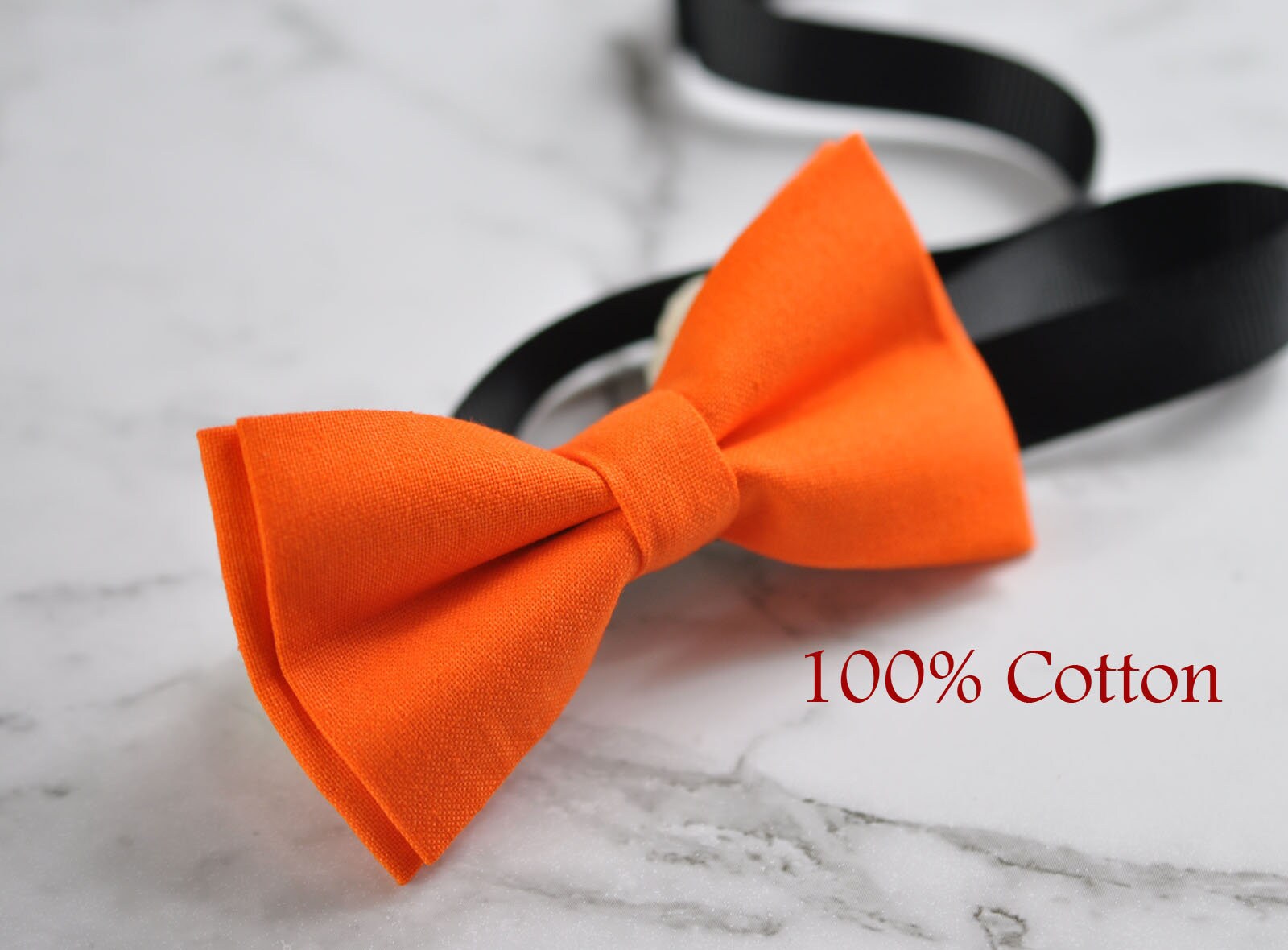 Boy Kids Baby Infant Page Boy 100% Cotton Hand Made ORANGE Solid Bow Tie Bowtie Party Wedding 1-6 Years Old