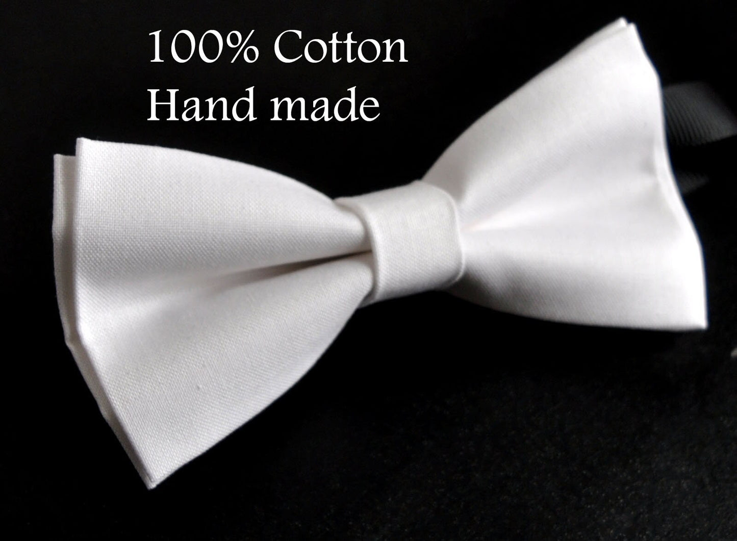 Men BRACES SUSPENDERS Solid WHITE 35MM Wide 100% Cotton Bow Tie Bowtie Wedding Party